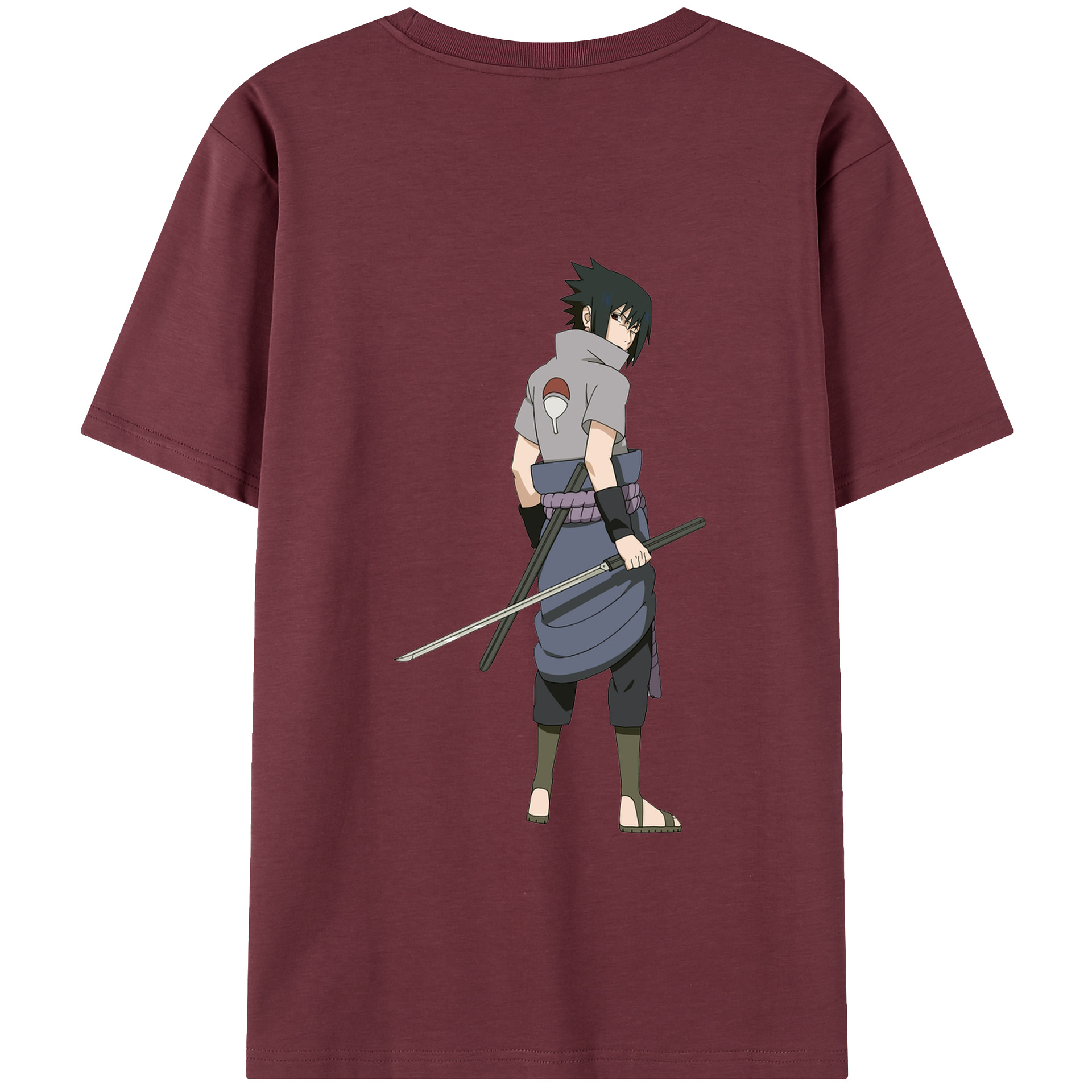 （画像用） NARUTO -ナルト- うちは サスケ Uchiha Sasuke 綿100％半袖Tシャツ（背面プリント）